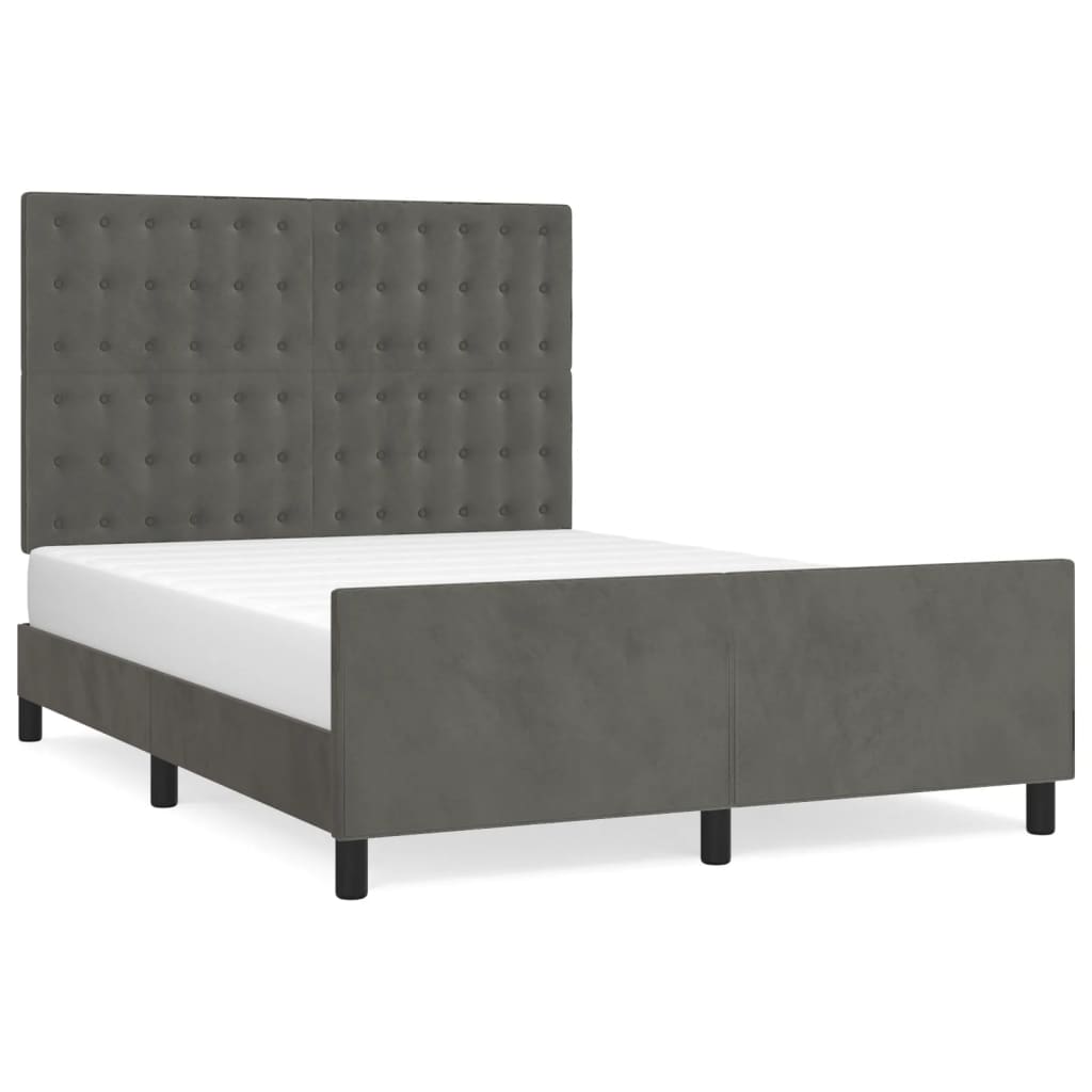 Bettgestell ohne Matratze Dunkelgrau 140x190 cm Samt
