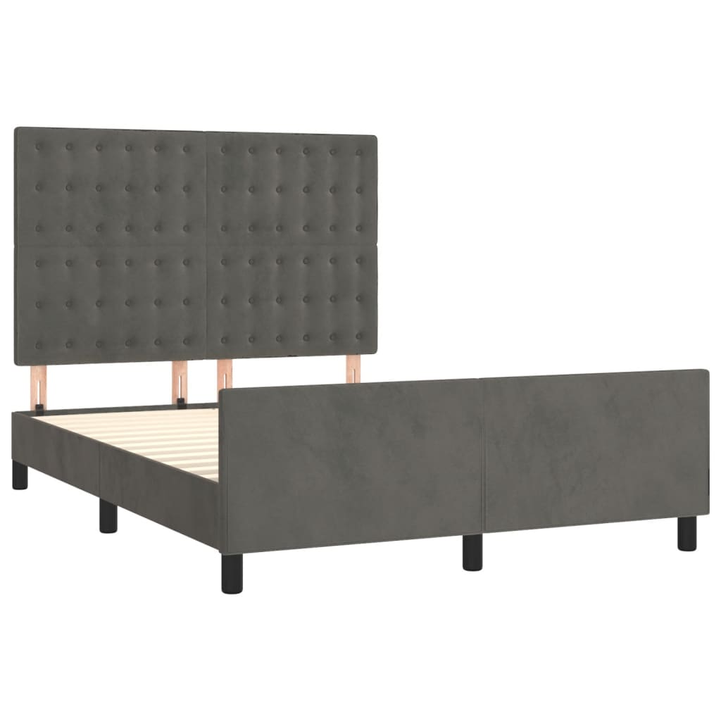 Bettgestell ohne Matratze Dunkelgrau 140x190 cm Samt