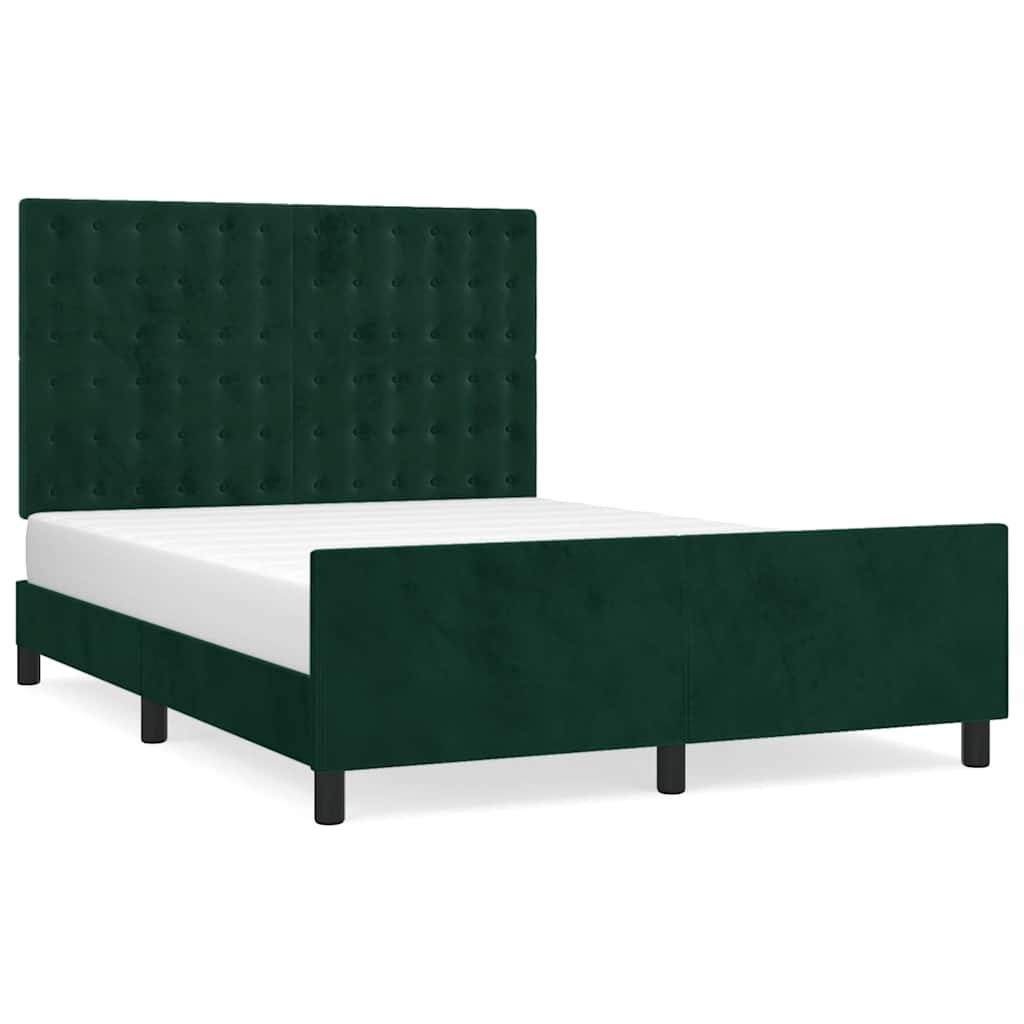 Bettgestell ohne Matratze Dunkelgrün 140x190 cm Samt