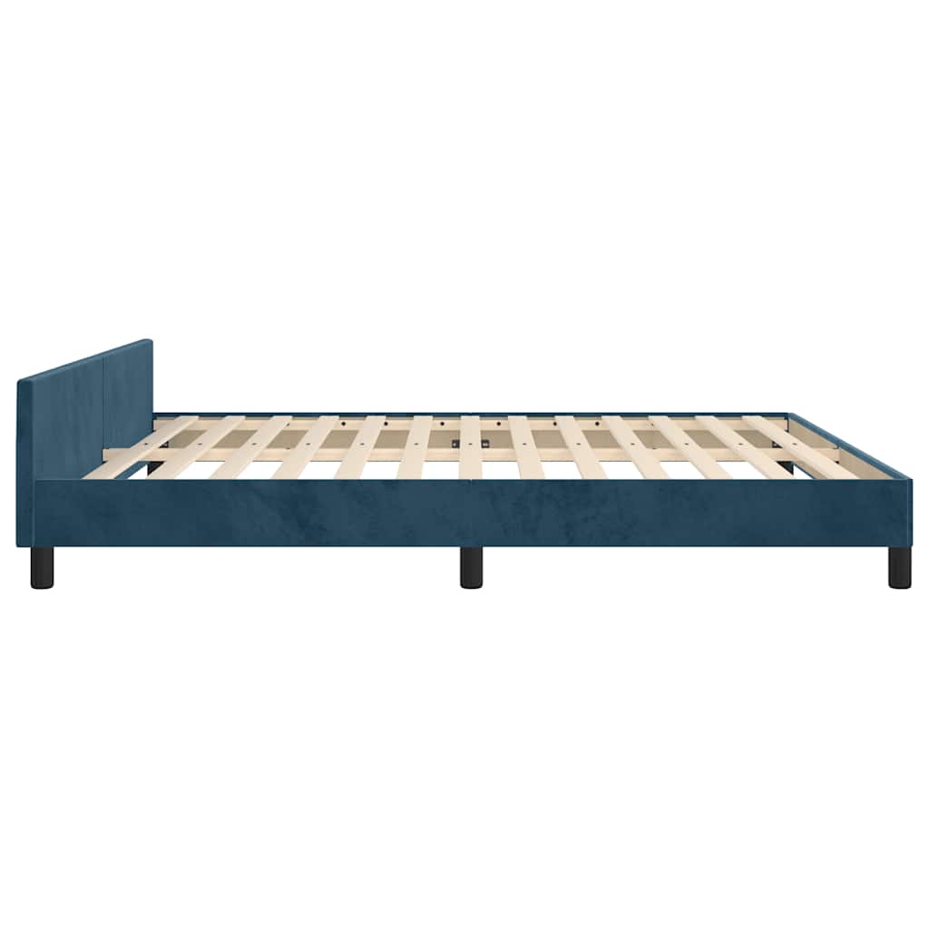 Bettgestell mit Kopfteil Dunkelblau 180x200 cm Samt