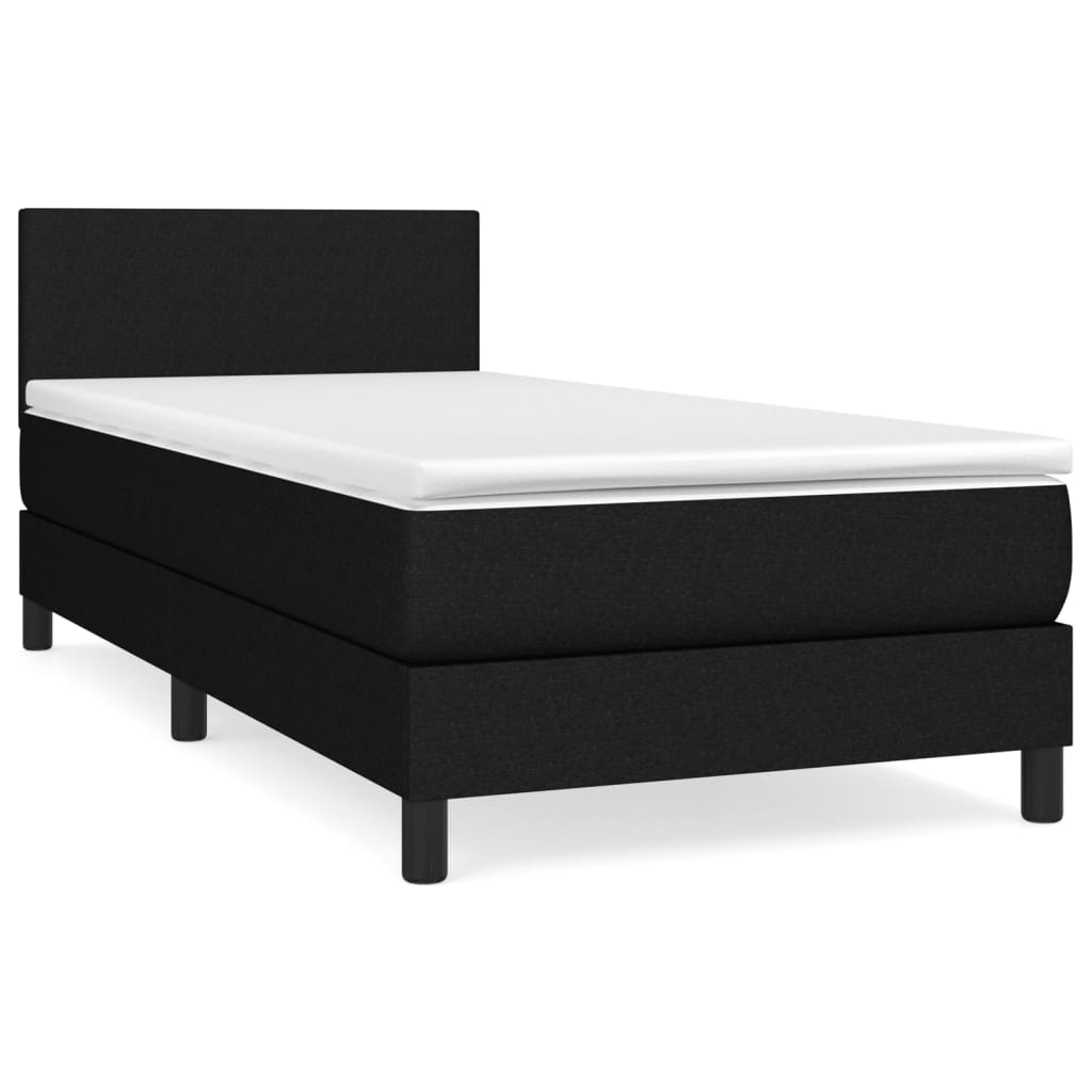 Box spring bed with mattress black 90x200 cm fabric