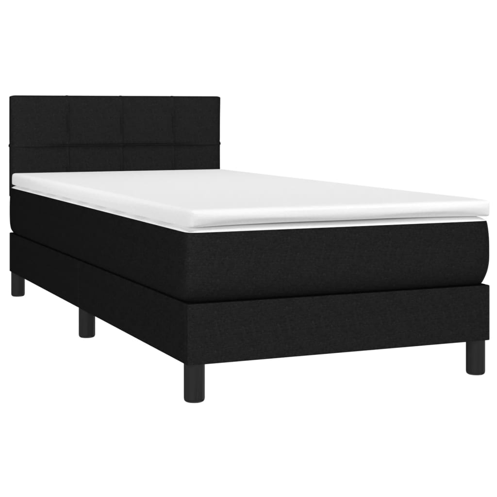 Box spring bed with mattress black 100x200 cm fabric