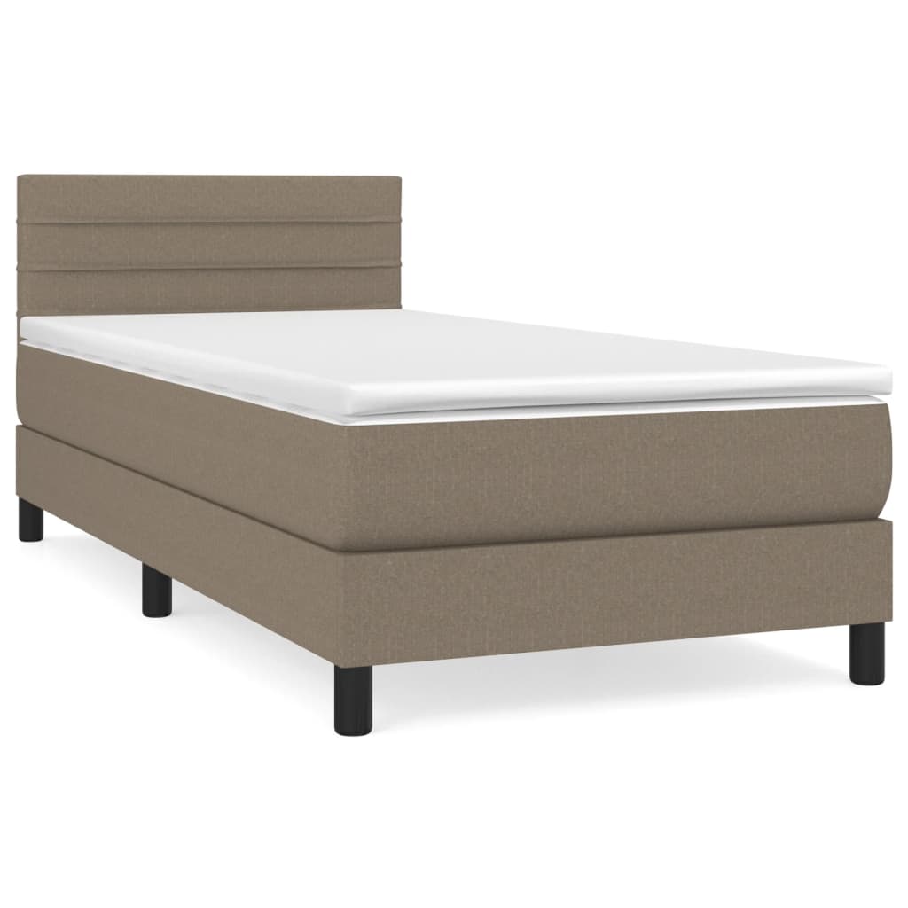 Lit sommier tapissier avec matelas tissu taupe 80x200 cm
