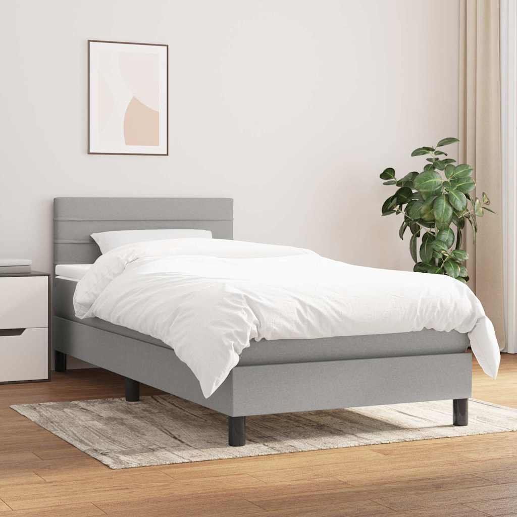Boxspringbett mit Matratze Hellgrau 100x200 cm Stoff
