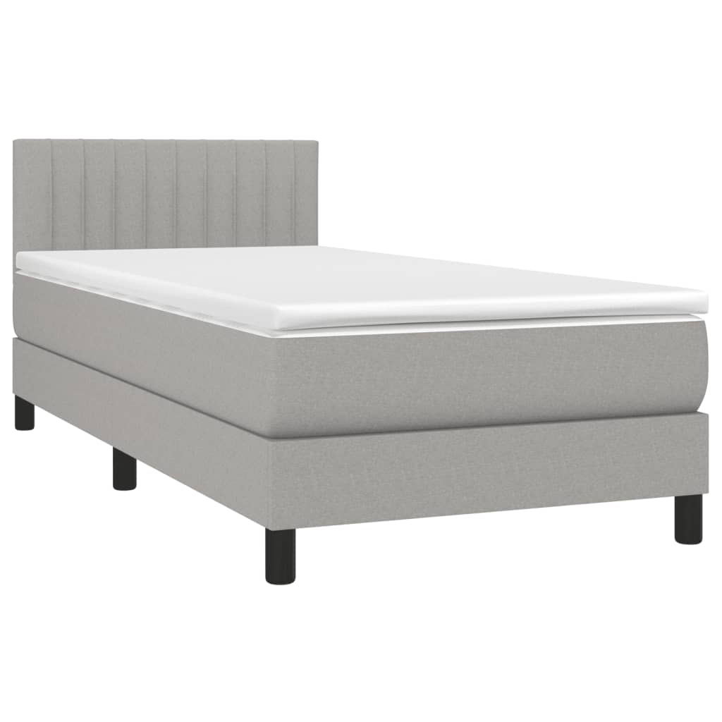 Boxspringbett mit Matratze Hellgrau 100x200 cm Stoff