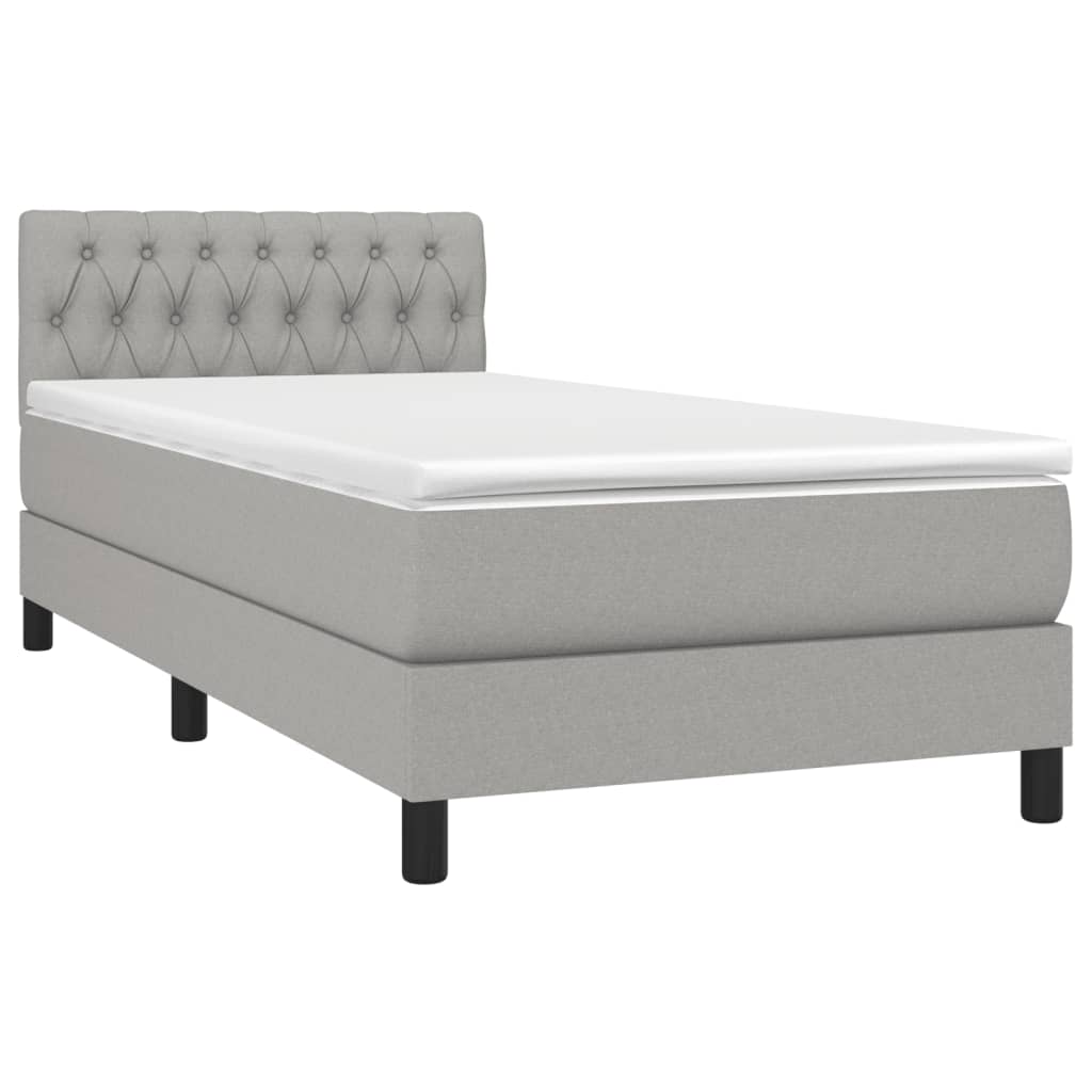 Boxspringbett mit Matratze Hellgrau 100x200 cm Stoff