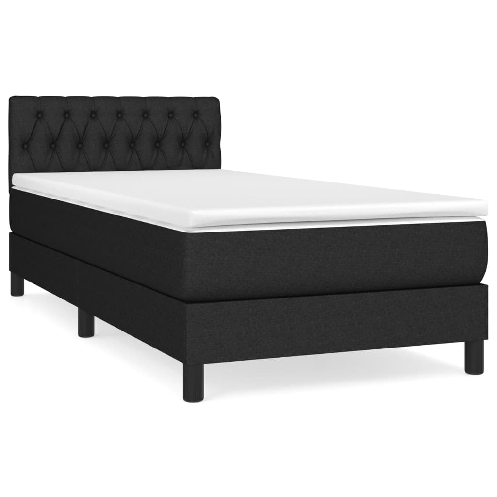 Lit à sommier tapissier avec matelas tissu noir 100x200 cm