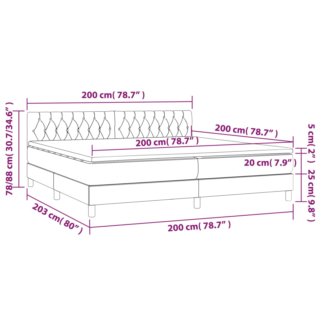 Boxspringbett mit Matratze Blau 200x200 cm Stoff