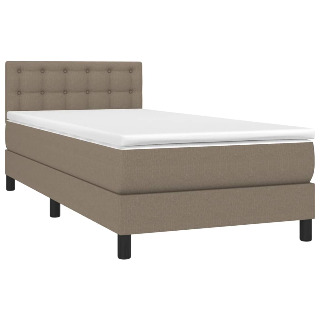 Lit sommier tapissier avec matelas tissu taupe 80x200 cm