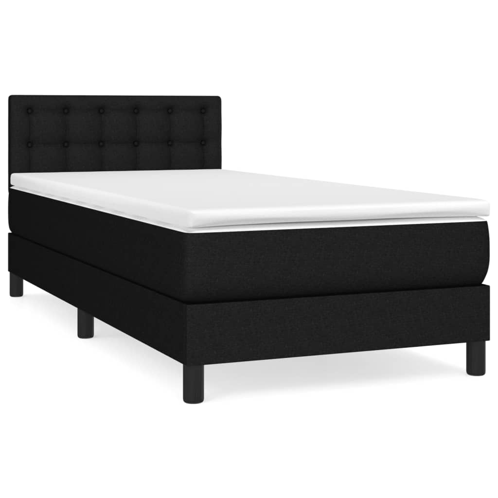 Box spring bed with mattress black 90x200 cm fabric