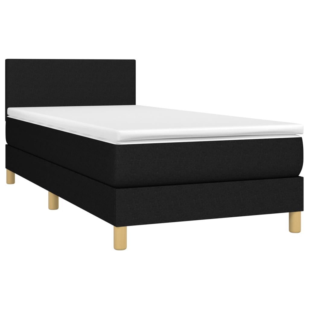 Lit à sommier tapissier avec matelas tissu noir 80x200 cm