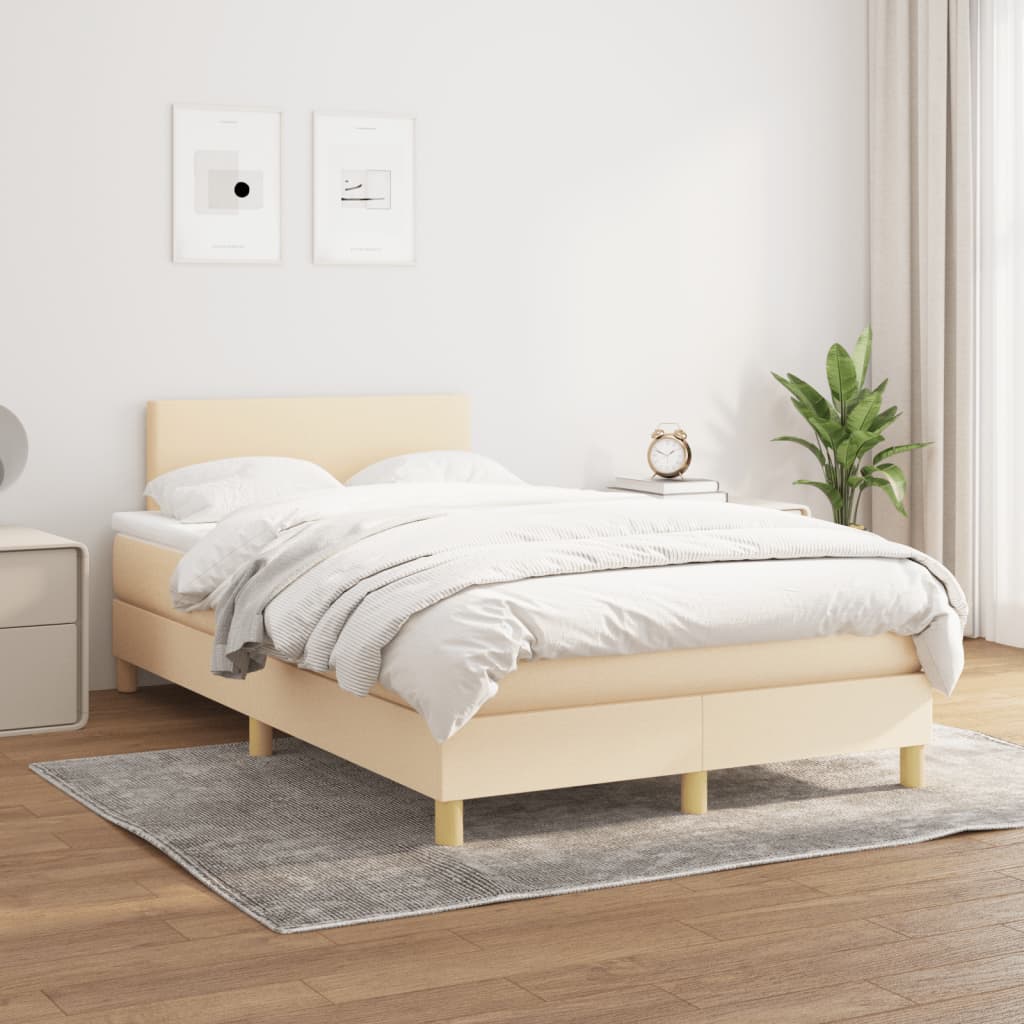 Boxspringbett mit Matratze Creme 120x200 cm Stoff