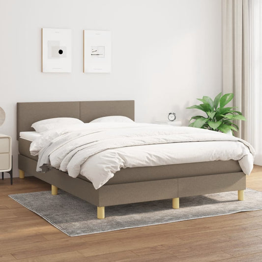Box spring bed with mattress taupe 140x190 cm fabric