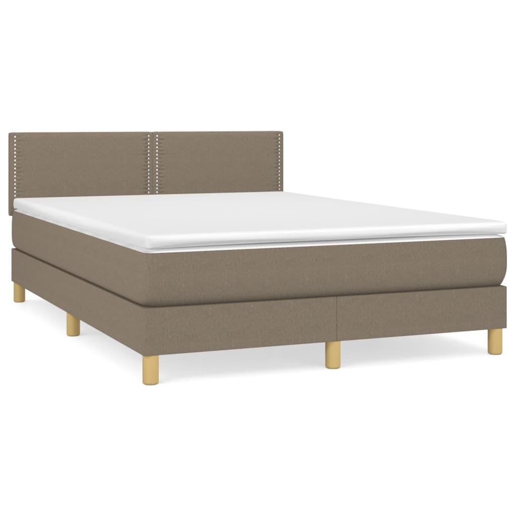 Box spring bed with mattress taupe 140x190 cm fabric