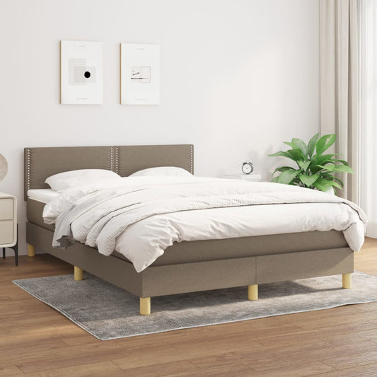 Box spring bed with mattress taupe 140x190 cm fabric