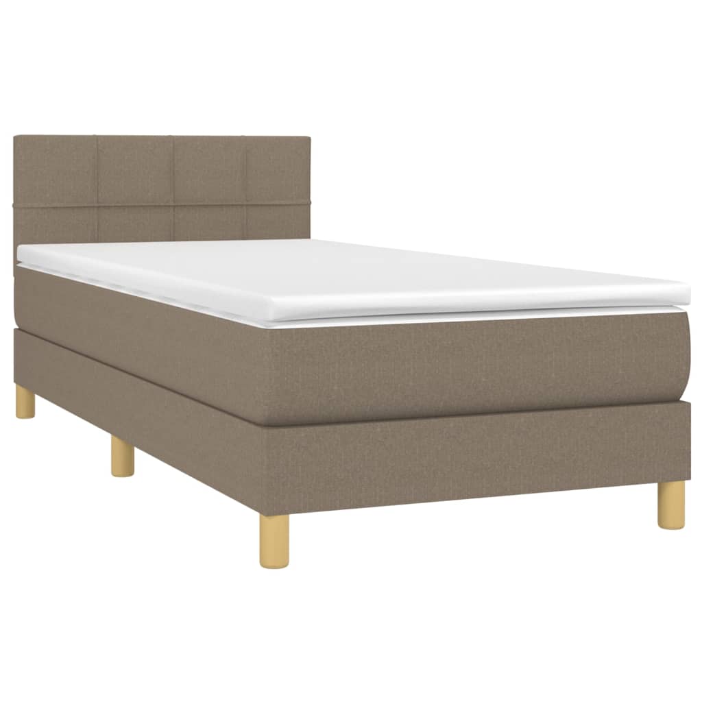 Lit sommier tapissier avec matelas tissu taupe 80x200 cm