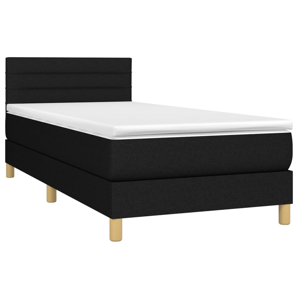 Lit à sommier tapissier avec matelas tissu noir 80x200 cm