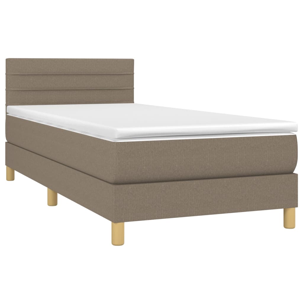 Lit sommier tapissier avec matelas tissu taupe 80x200 cm