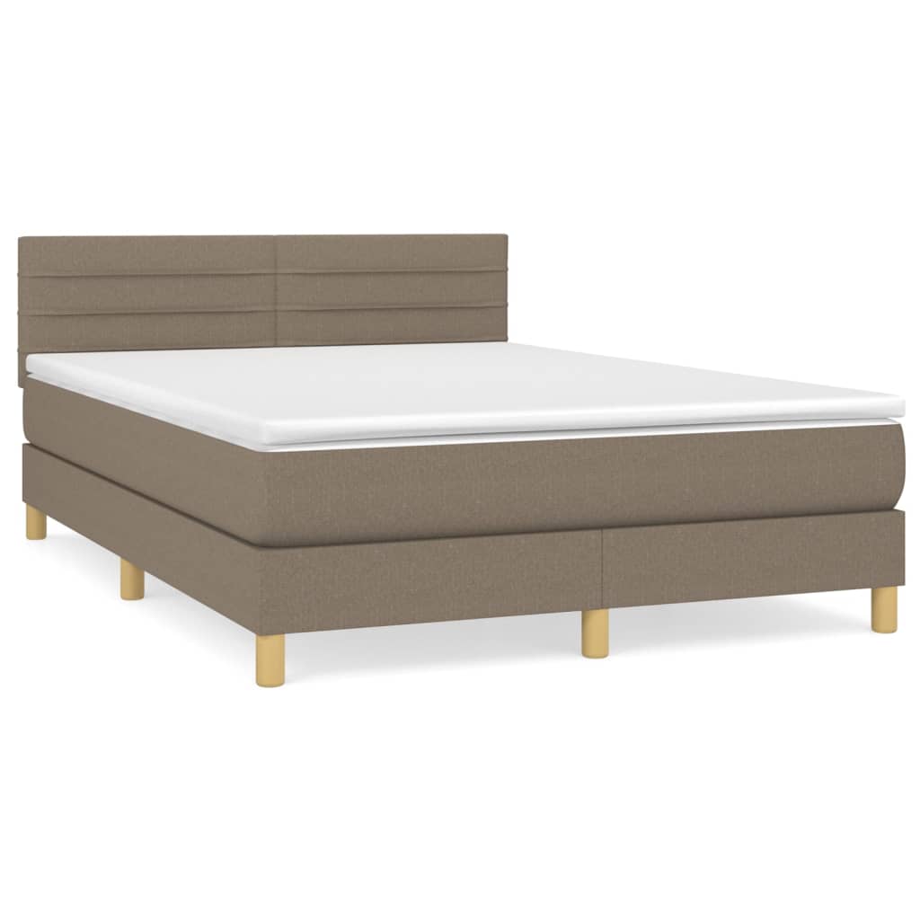 Box spring bed with mattress taupe 140x190 cm fabric