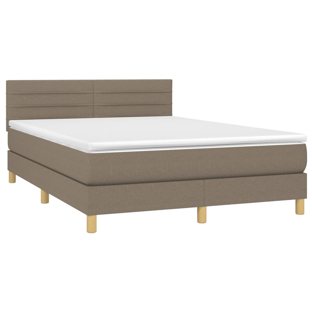 Box spring bed with mattress taupe 140x190 cm fabric