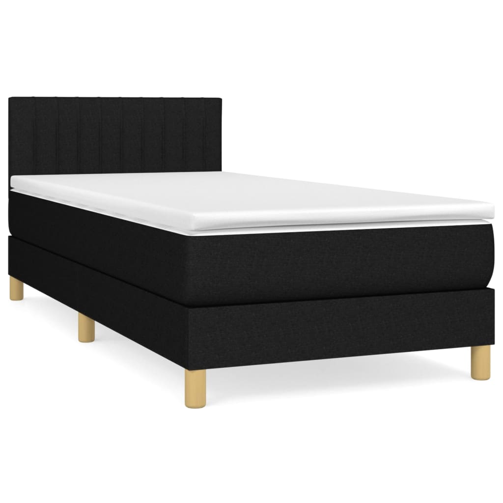 Lit à sommier tapissier avec matelas tissu noir 80x200 cm