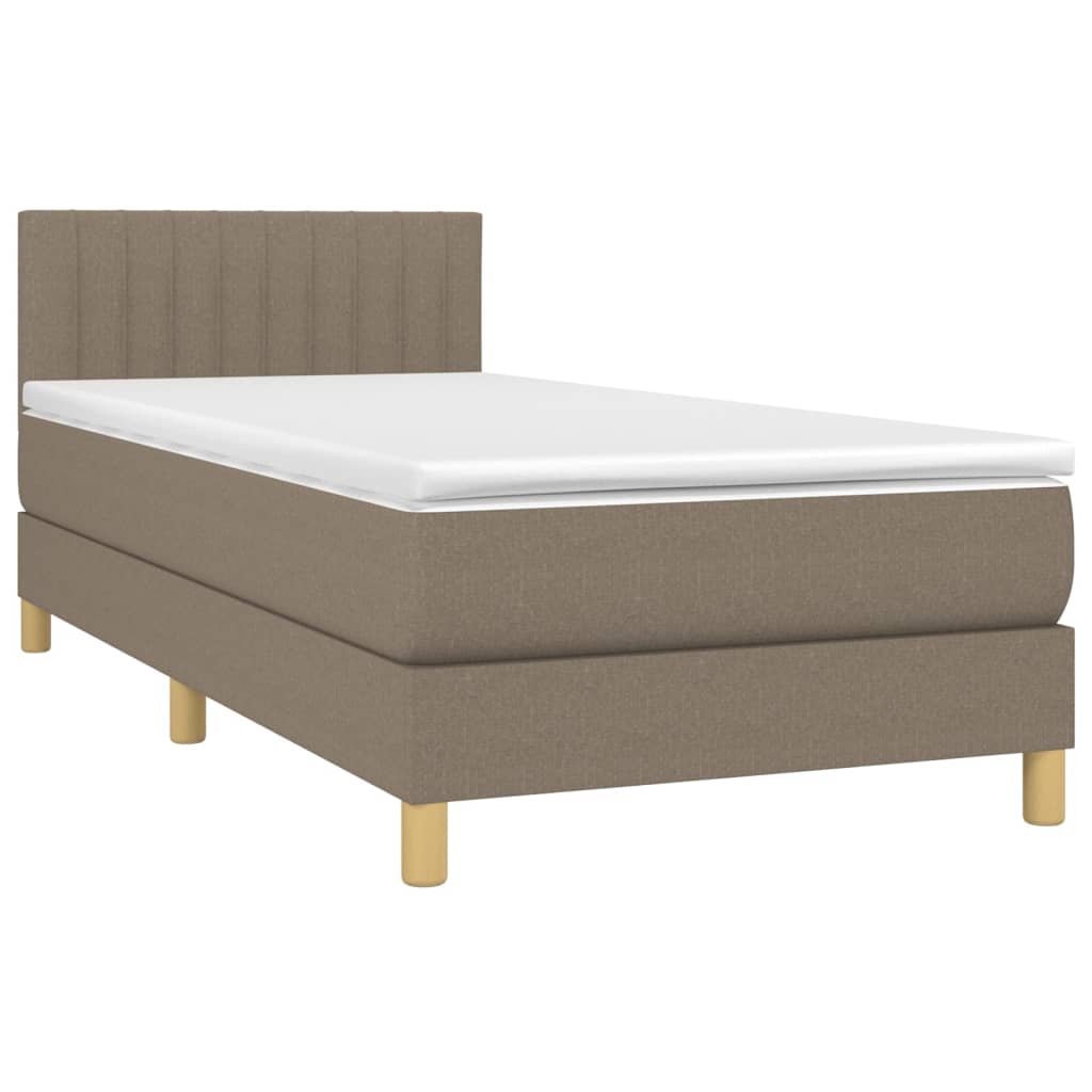 Lit sommier tapissier avec matelas tissu taupe 80x200 cm