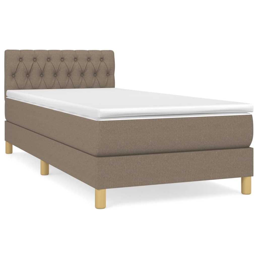 Lit sommier tapissier avec matelas tissu taupe 80x200 cm