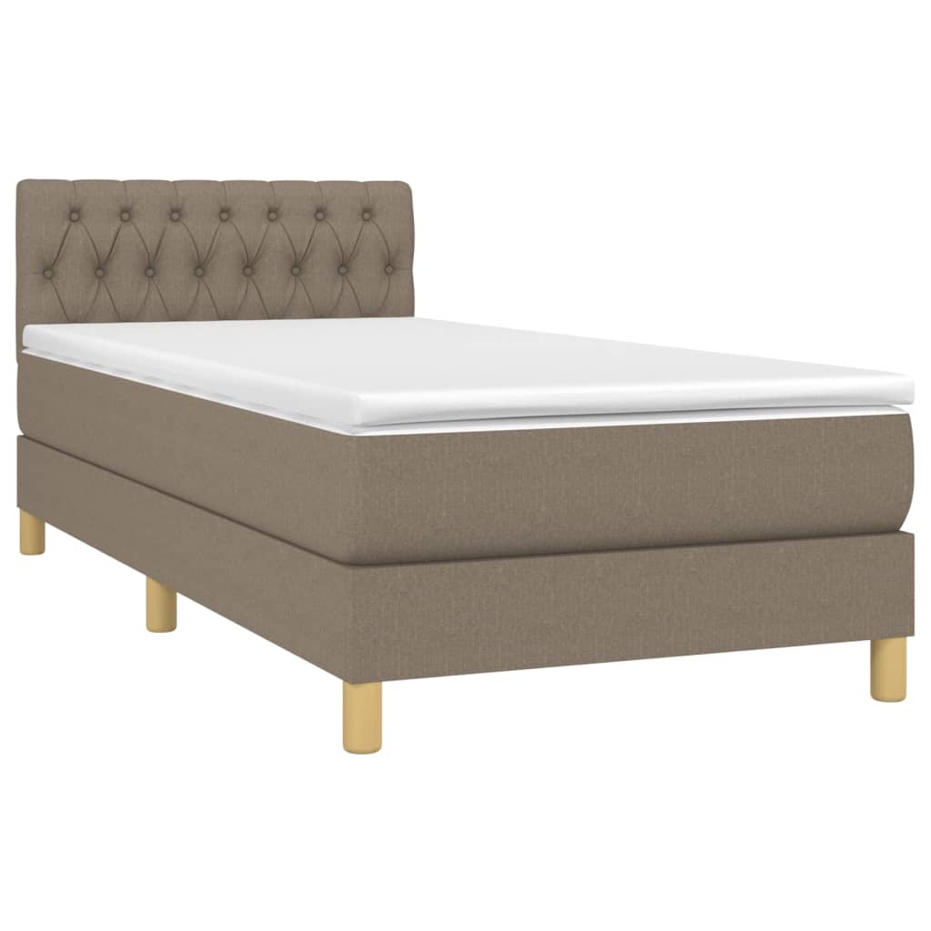 Lit sommier tapissier avec matelas tissu taupe 80x200 cm