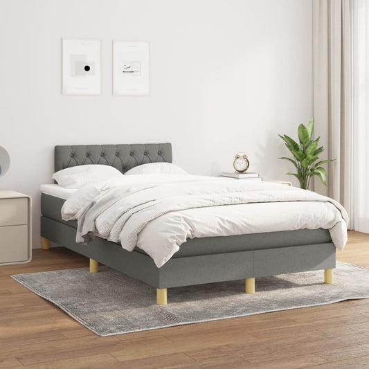 Box spring bed with mattress dark grey 120x200 cm fabric