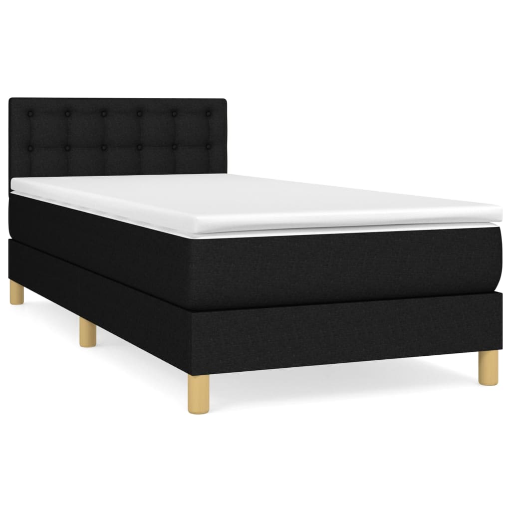 Lit à sommier tapissier avec matelas tissu noir 80x200 cm