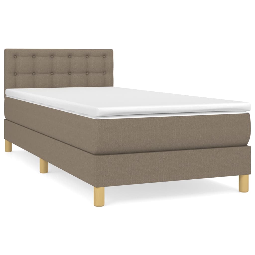 Lit sommier tapissier avec matelas tissu taupe 80x200 cm