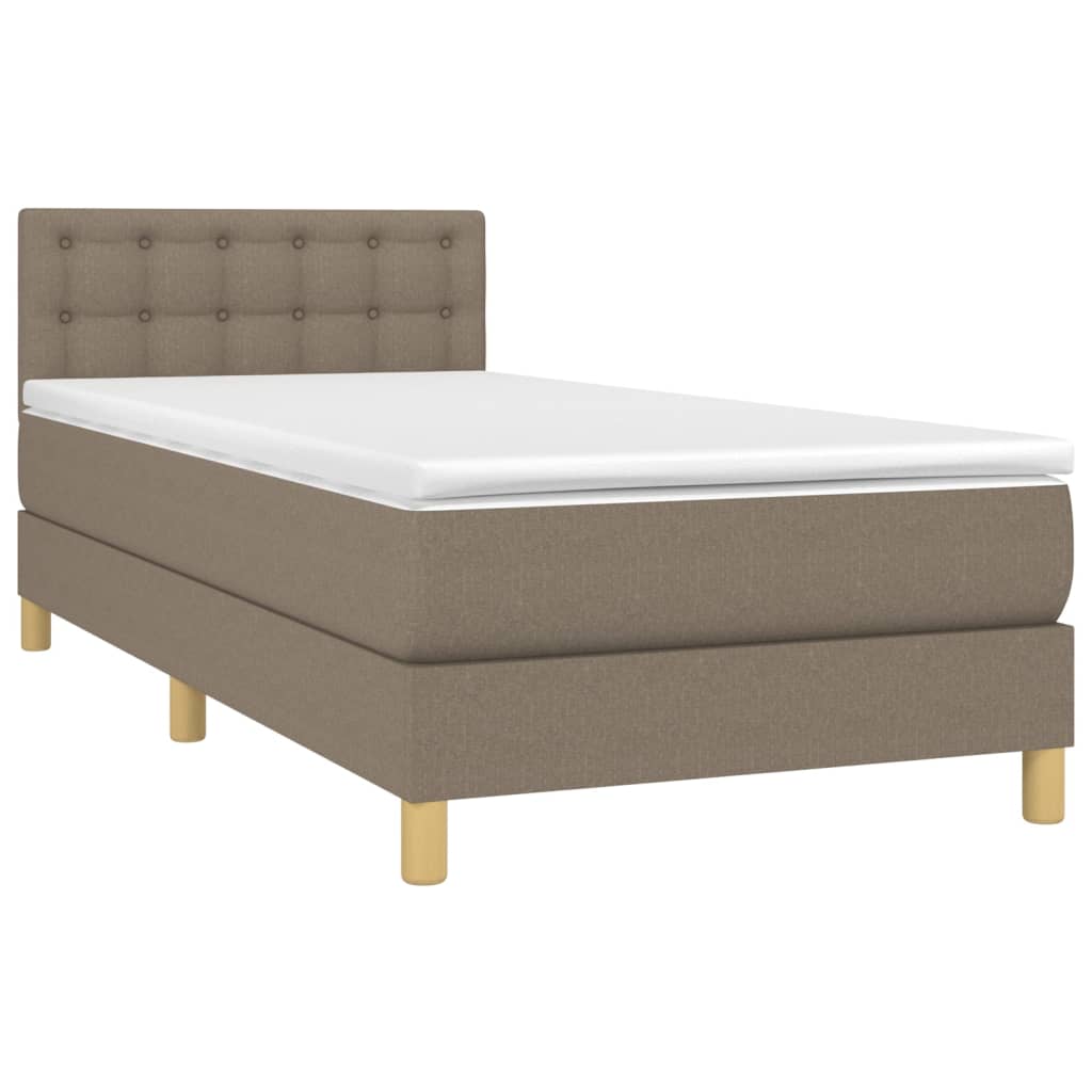 Lit sommier tapissier avec matelas tissu taupe 80x200 cm