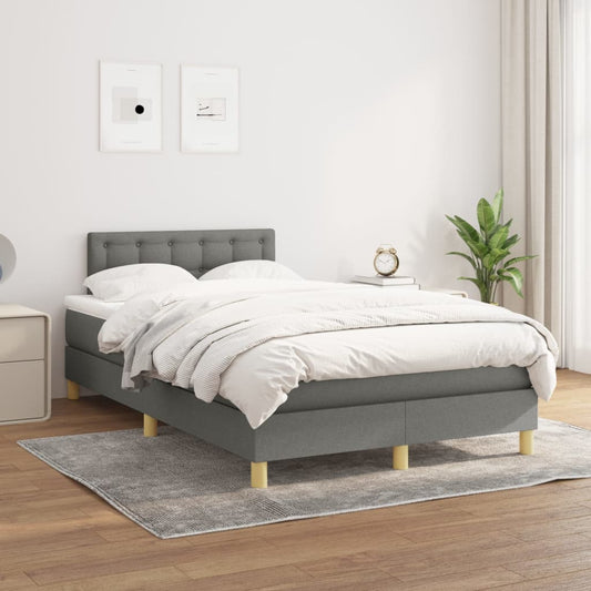 Box spring bed with mattress dark grey 120x200 cm fabric