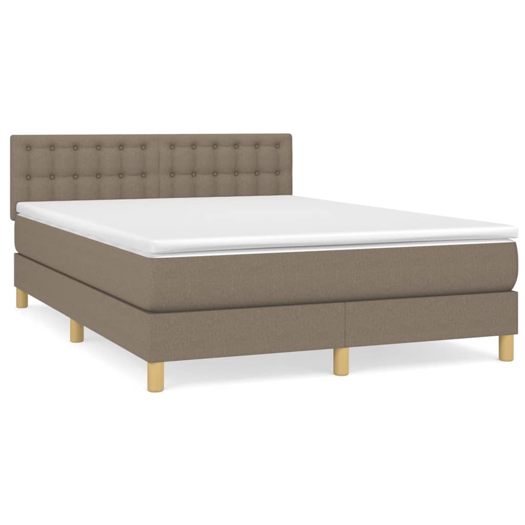 Box spring bed with mattress taupe 140x190 cm fabric