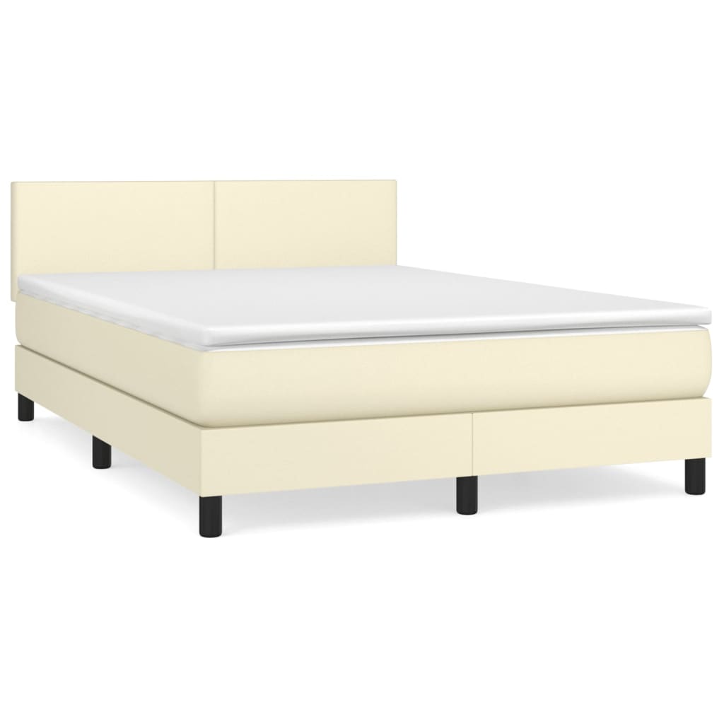 Boxspringbett mit Matratze Creme 140x200 cm Kunstleder