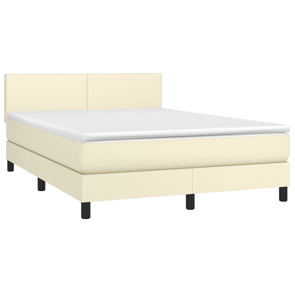 Boxspringbett mit Matratze Creme 140x200 cm Kunstleder