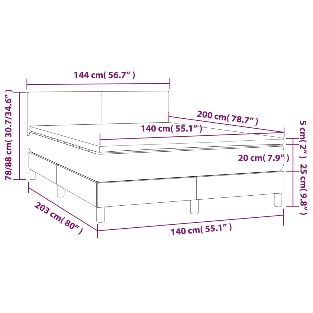 Boxspringbett mit Matratze Creme 140x200 cm Kunstleder