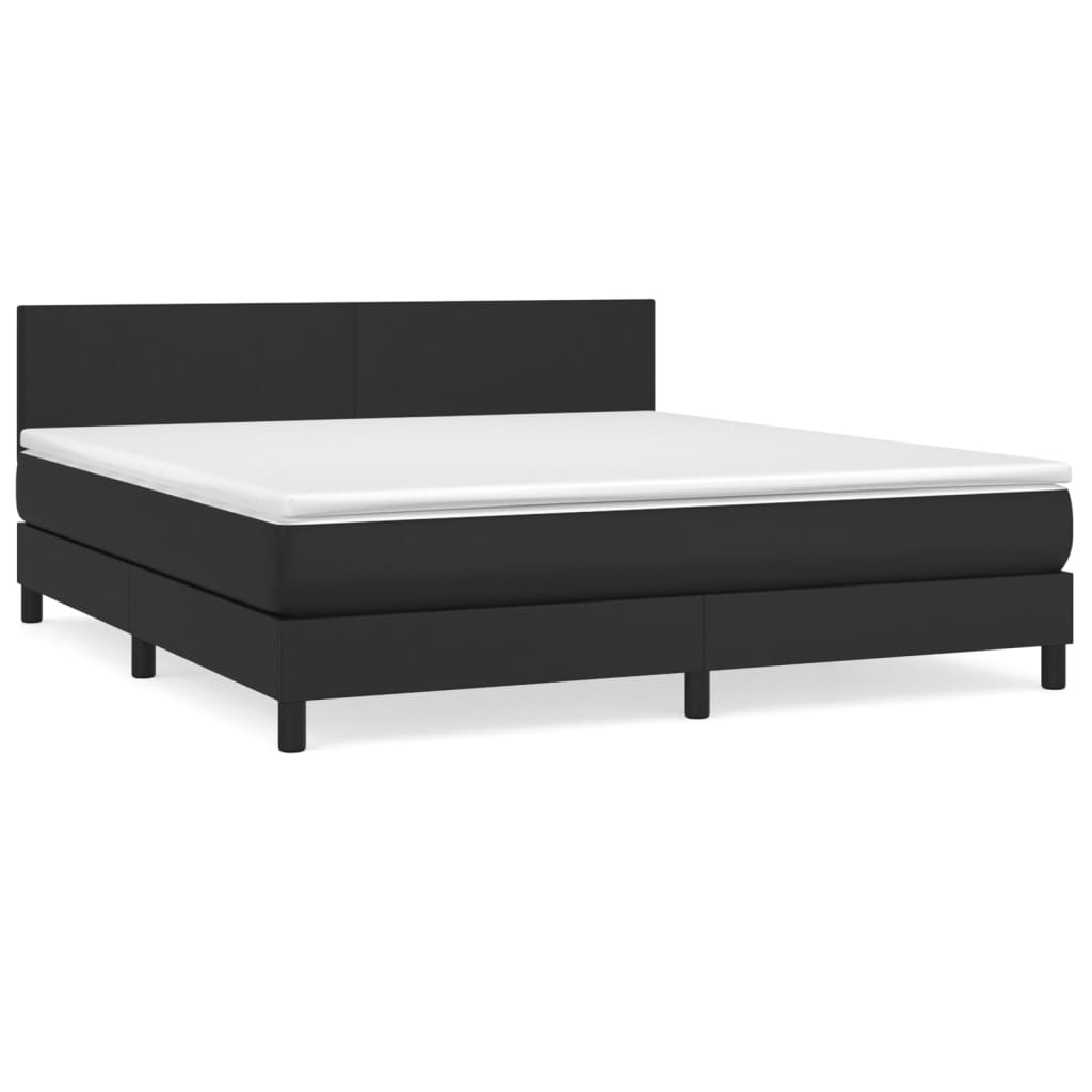 Box spring bed with mattress black 160x200 cm artificial leather