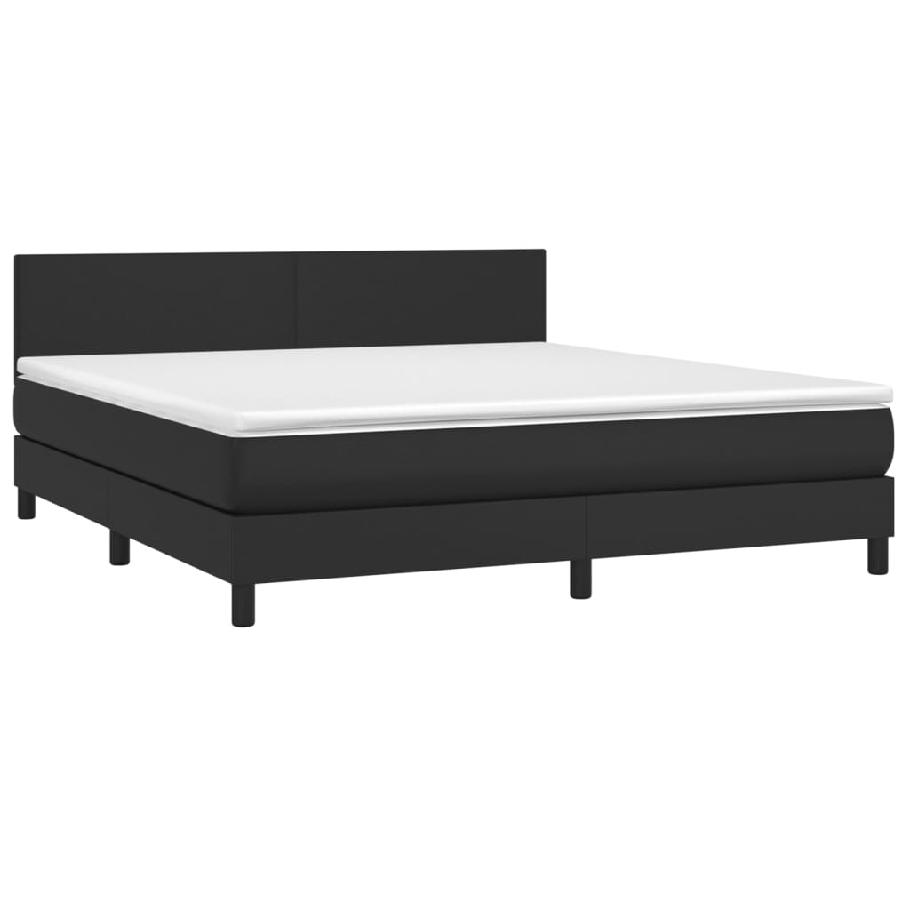 Box spring bed with mattress black 160x200 cm artificial leather