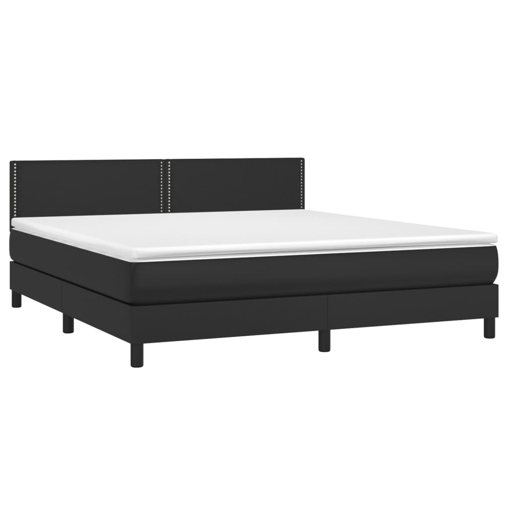 Box spring bed with mattress black 160x200 cm artificial leather