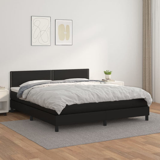 Box spring bed with mattress black 160x200 cm artificial leather