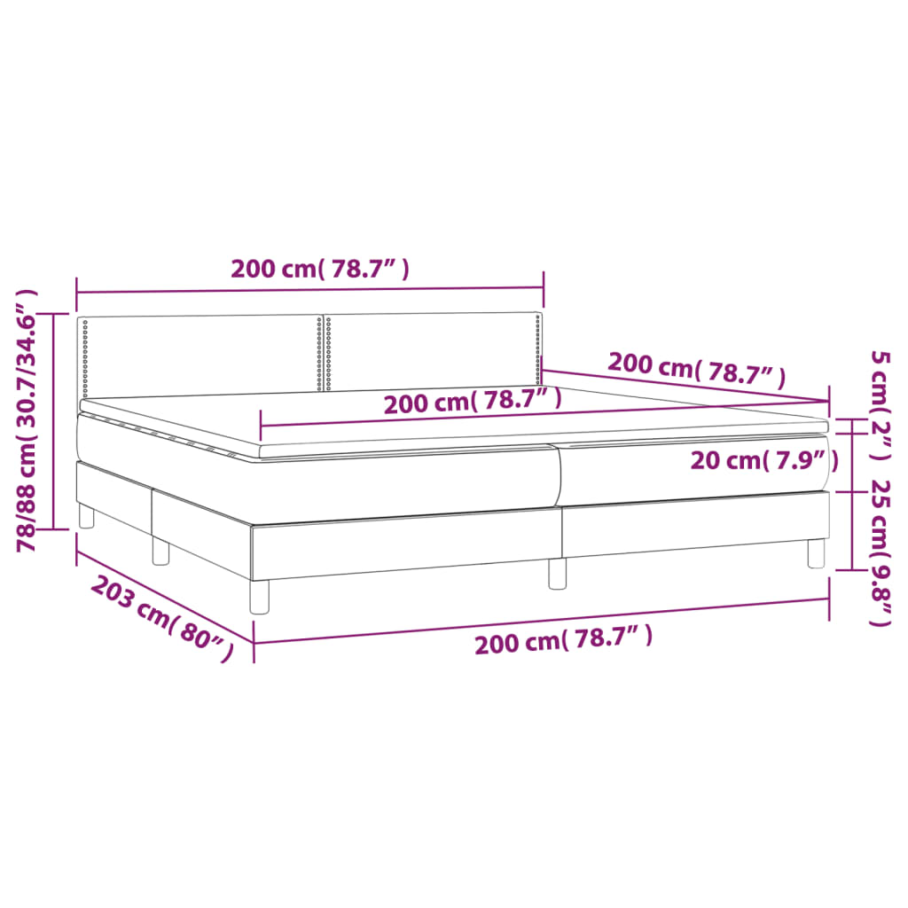 Sommier tapissier avec matelas noir 200x200 cm cuir artificiel