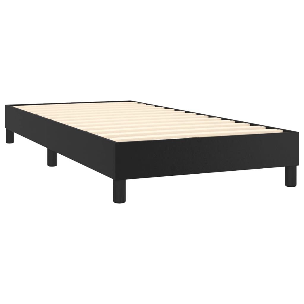 Lit à sommier tapissier avec matelas noir 90x200 cm en similicuir