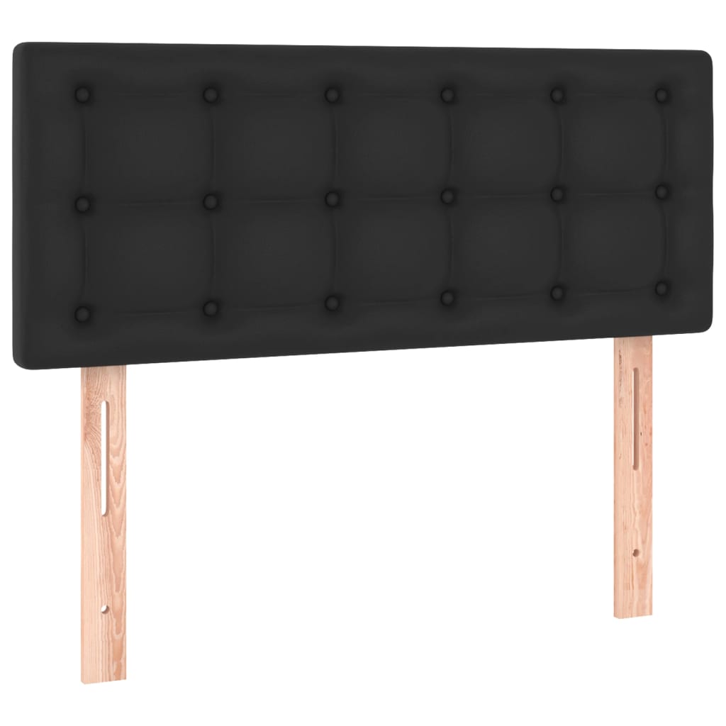 Lit à sommier tapissier avec matelas noir 90x200 cm en similicuir