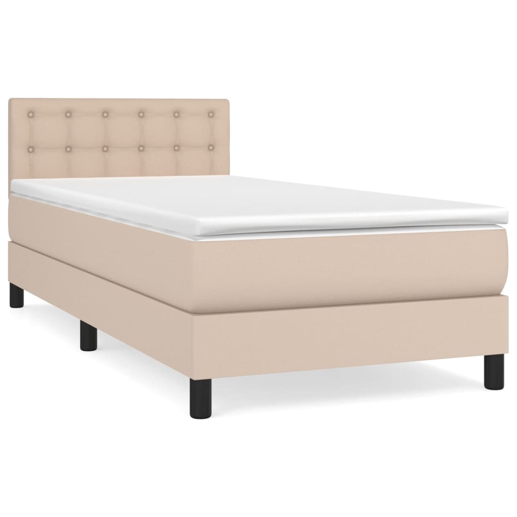 Matelas à sommier tapissier cappuccino-marron 100x200cm cuir artificiel