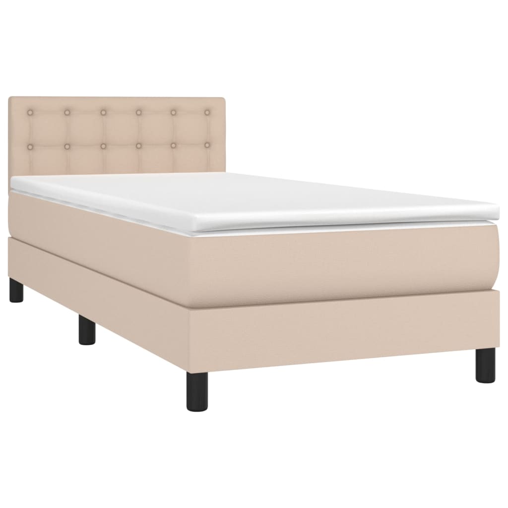 Matelas à sommier tapissier cappuccino-marron 100x200cm cuir artificiel