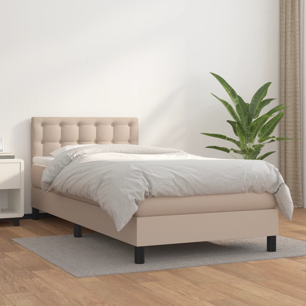 Matelas à sommier tapissier cappuccino-marron 100x200cm cuir artificiel
