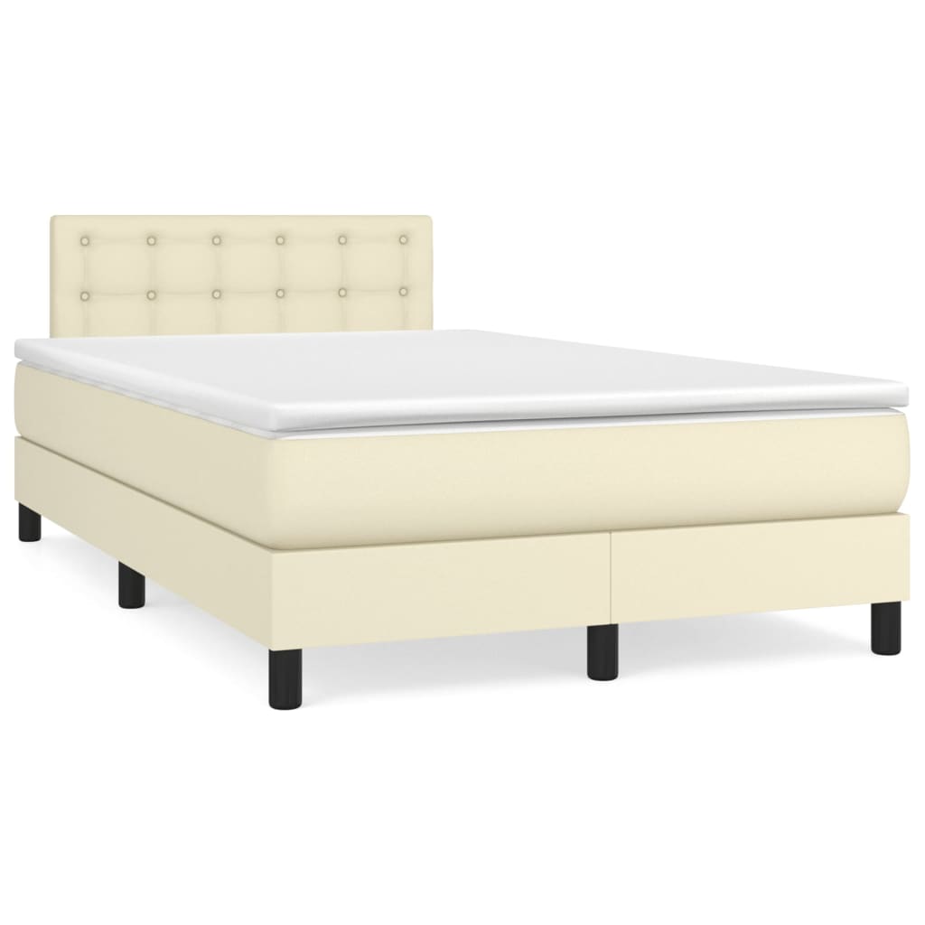 Boxspringbett mit Matratze Creme 120x200 cm Kunstleder