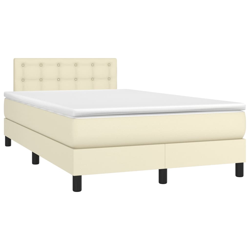 Boxspringbett mit Matratze Creme 120x200 cm Kunstleder