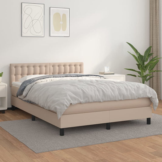 Matelas à sommier tapissier cappuccino-marron 140x190cm cuir artificiel